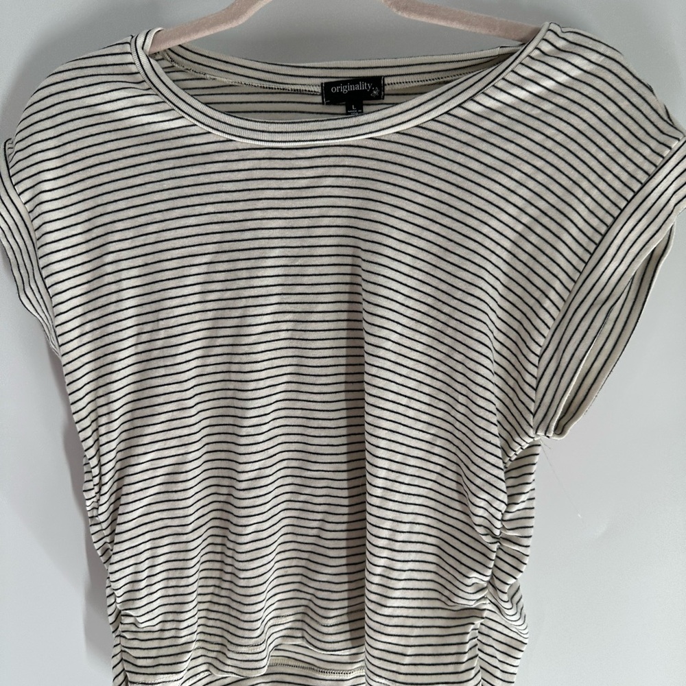 Originality Black and White Striped Women's Tee
